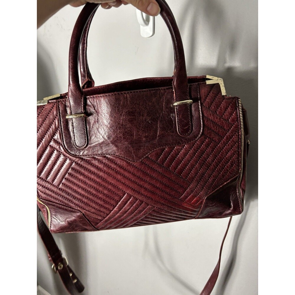 Rebecca Minkoff Quilted Chevron  Bag Burgundy Leather Bag
